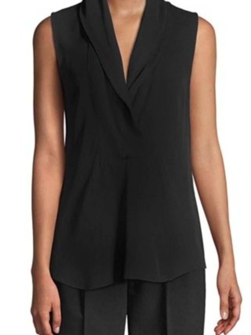 Dex Black Sheer Blouse with V Neckline